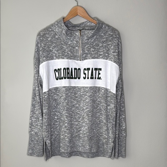 Chicka-d Colorado State University 1/4 Zip Pullover in Gray & White Size XL - Picture 1 of 6